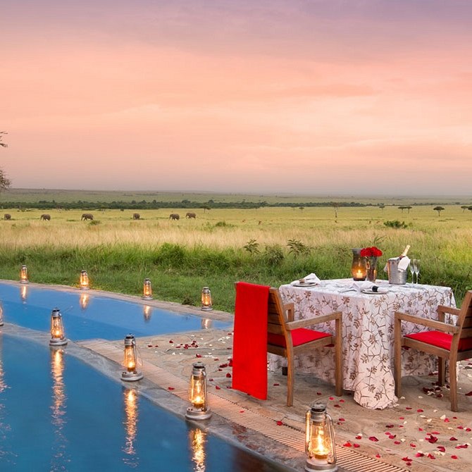 Romantic Dinner by the Pool at &Beyond Kichwa Tembo Tented Camp