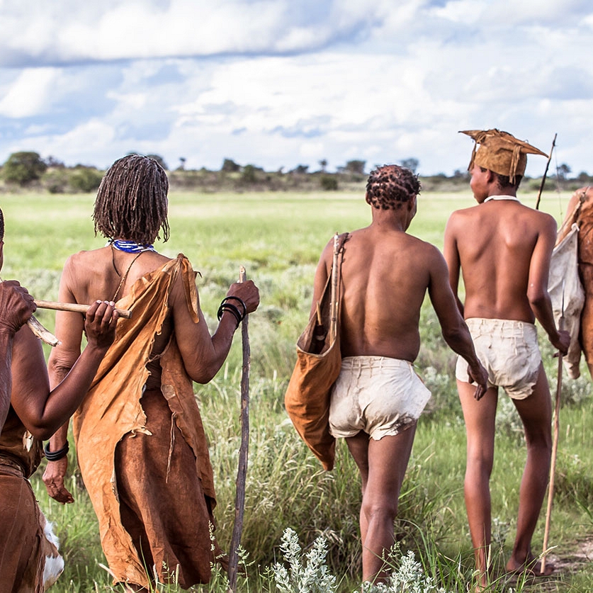 San Bushmen tribe members at Kalahari Plains Camp, Botswana