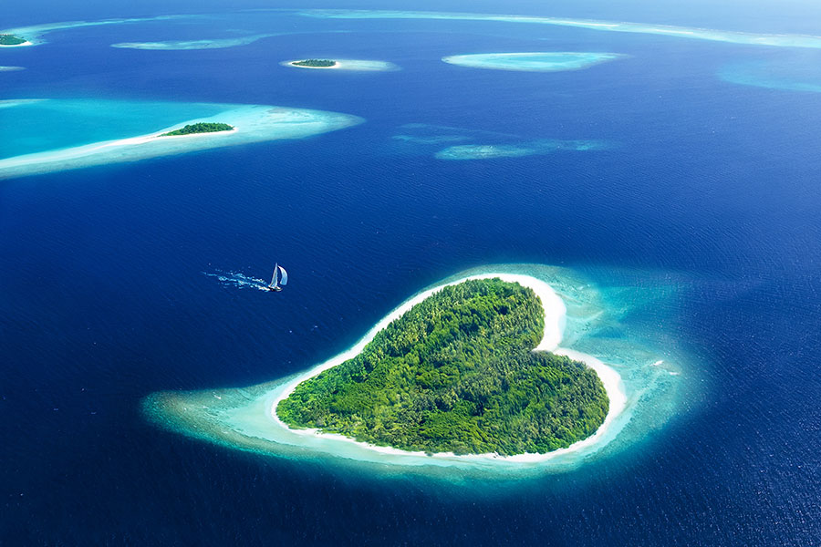 East Africa Beach Vacations - Maldives Heart Shaped Island