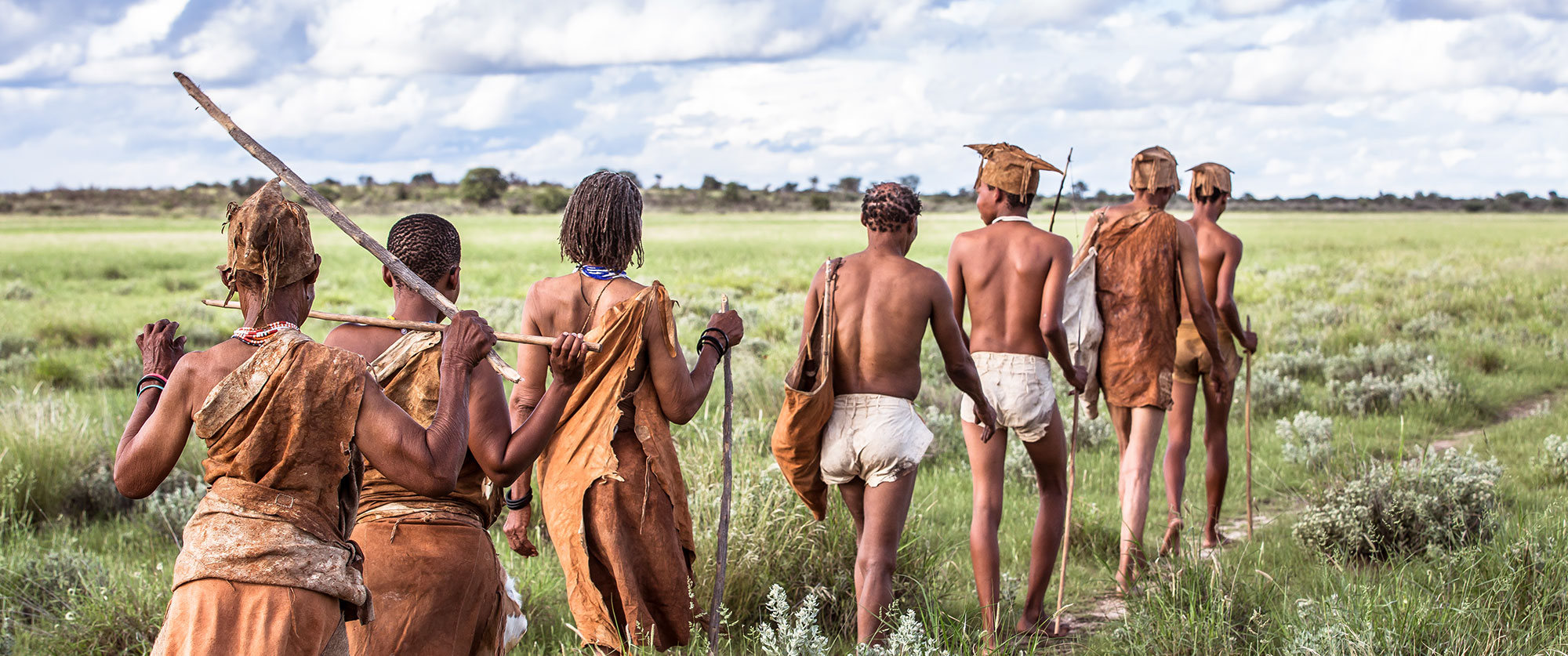 San Bushmen tribe members at Kalahari Plains Camp, Botswana