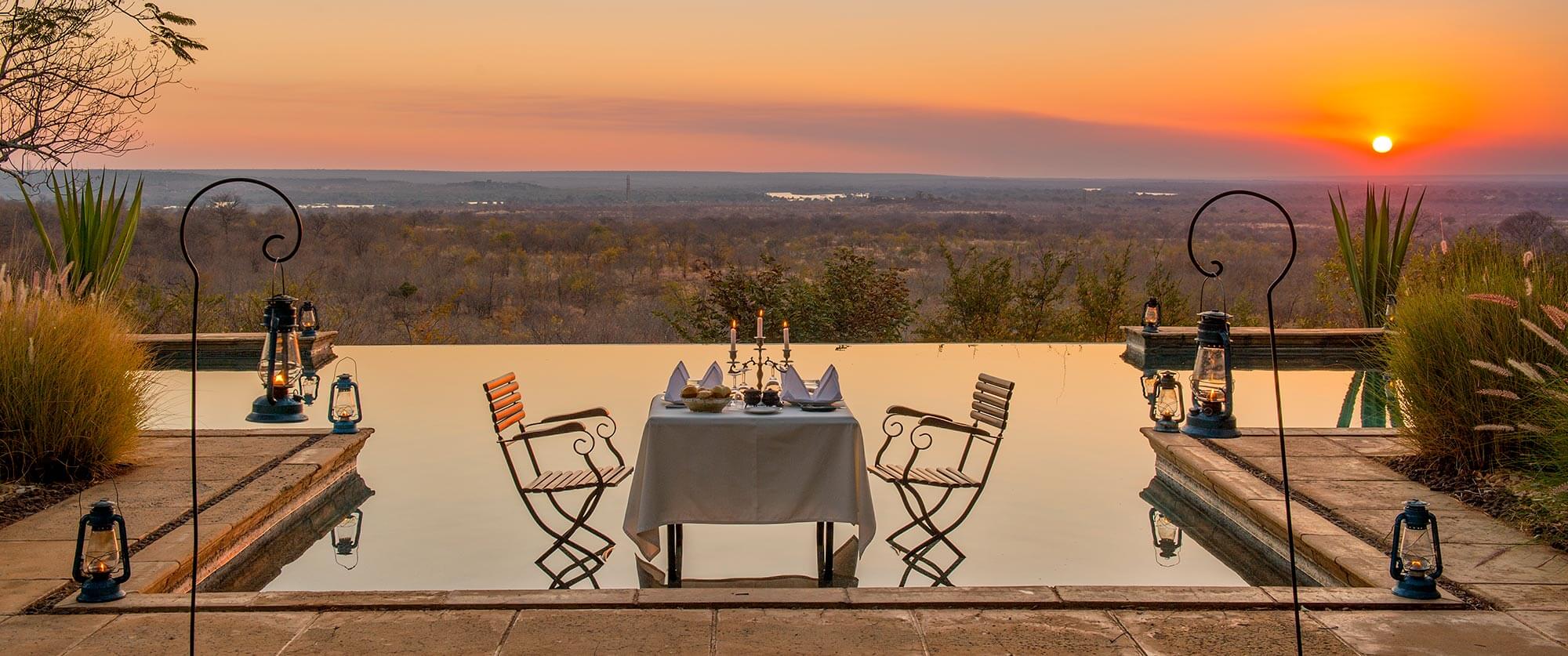 Pool at Sunset, Stanley Safari Lodge, Victoria Falls - South Luangwa, Mana Pools, and Victoria Falls Adventure Package