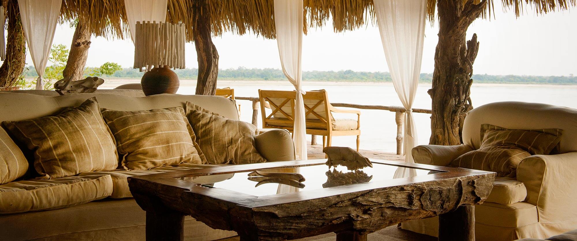 Lounge at Sand Rivers Selous - Selous Game Reserve Safaris - Remote Tanzania Safari Adventure