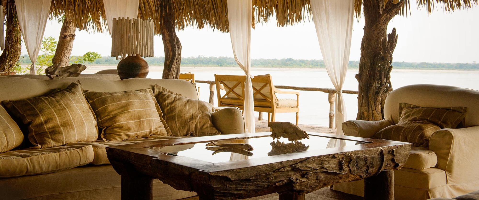 Lounge at Sand Rivers Selous - Selous Game Reserve Safaris - Remote Tanzania Safari Adventure