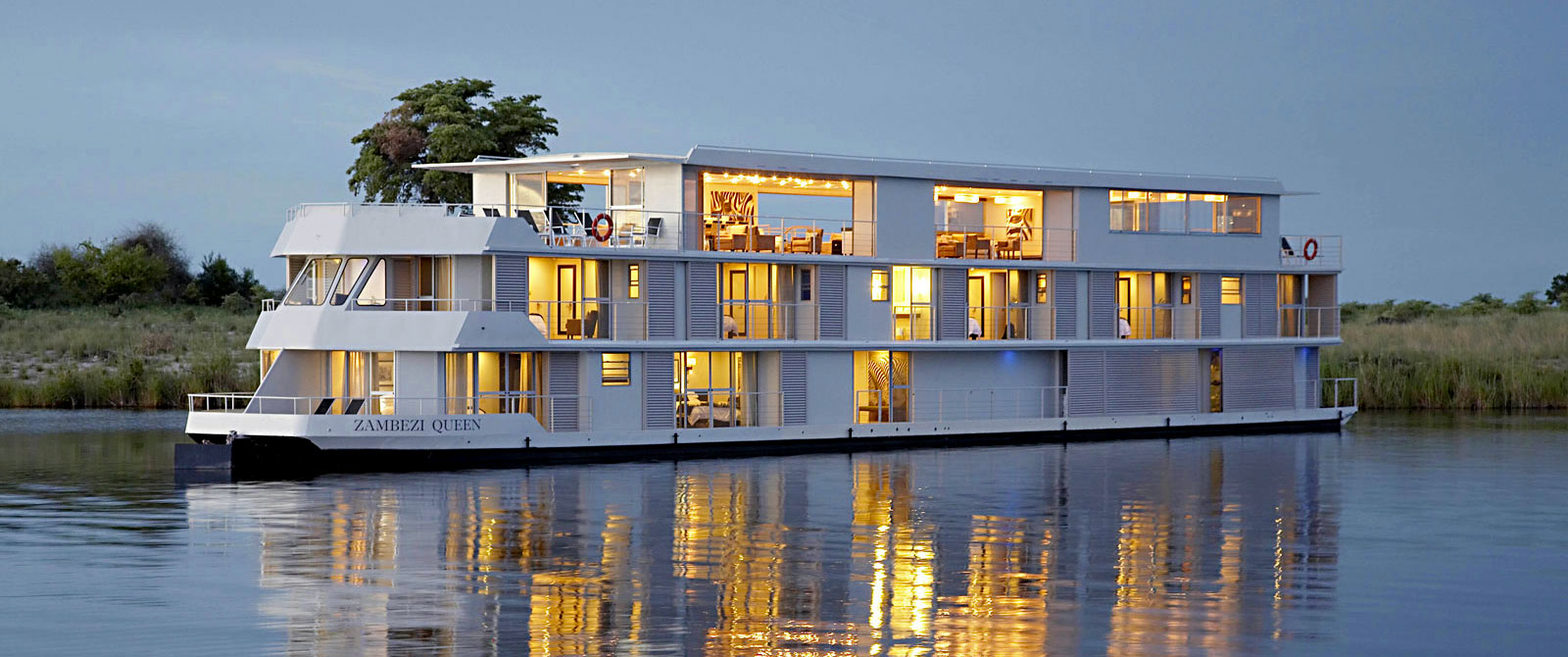 Exterior of the Zambezi Queen River Cruise Vessel