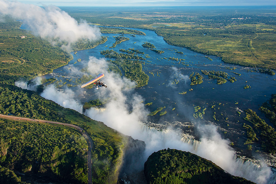 Microlight over Victoria Falls in Africa