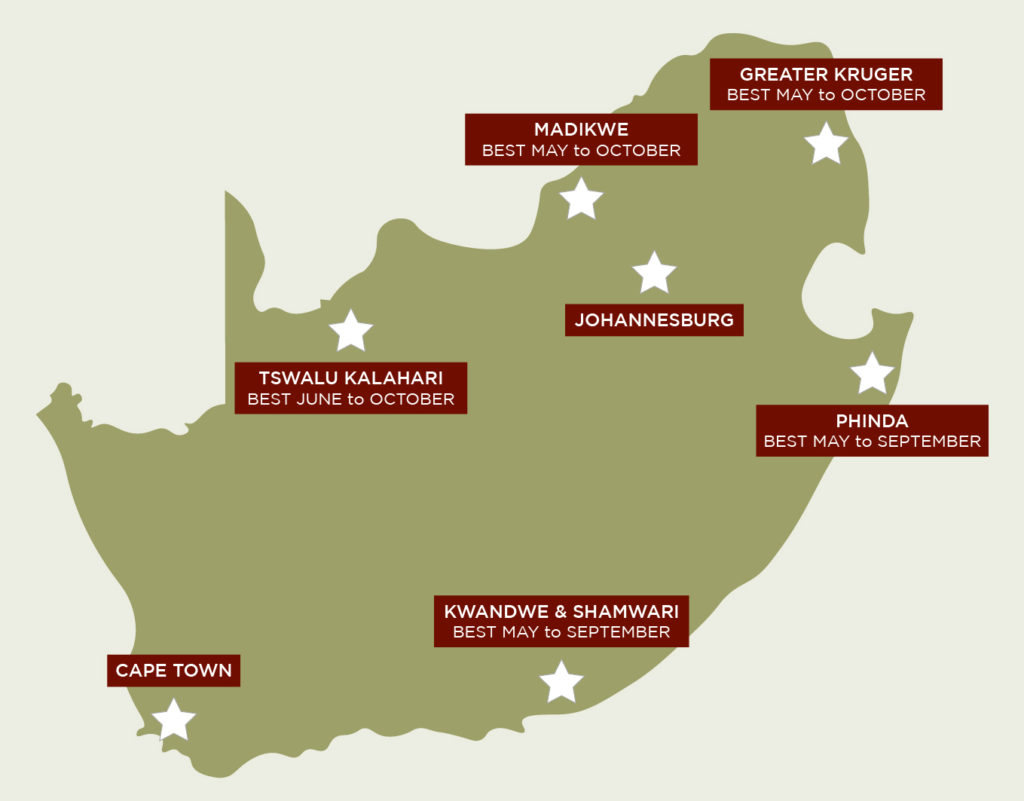 map of south africa safari parks